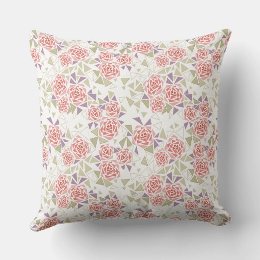 olive beige mosaic floral pattern retro  クッション (裏面)