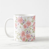 olive beige mosaic floral pattern retro  コーヒーマグカップ (左)