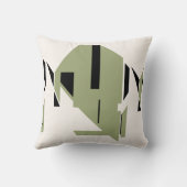 Olive Black on White Bold Geometric Art Abstract クッション (裏面)