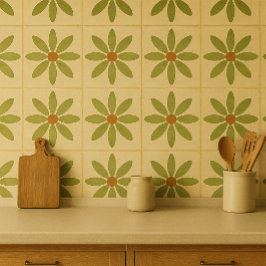 Olive Bloom Tile – Vintage Floral Pattern タイル