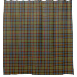 Olive Blue Orange Tartan Plaid Shower Curtain シャワーカーテン