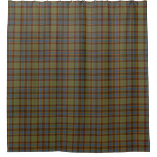 Olive Blue Orange Tartan Plaid Shower Curtain シャワーカーテン