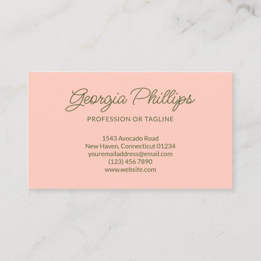 Olive Blush Stripes & Bow Retro 名刺 (裏面)