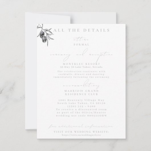 Olive Branchの結婚詳細エンクロージャカード 招待状 (正面)