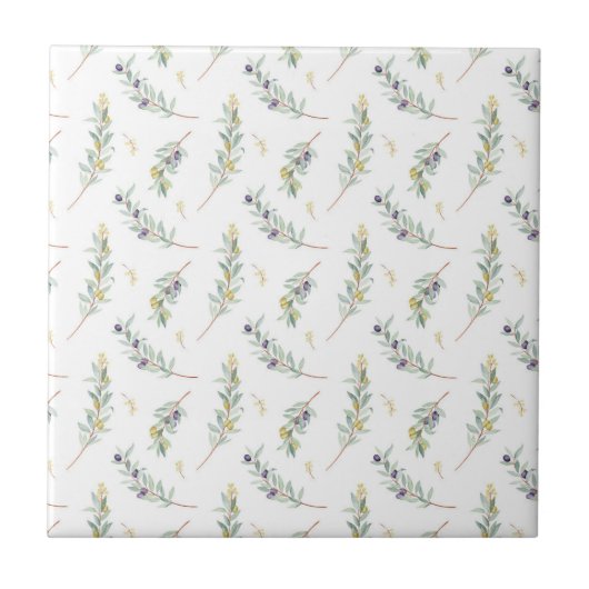 Olive Branch Botanical Rustic Pattern タイル (正面)