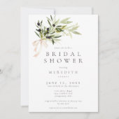 Olive Branch Elegant Minimal Bridal Shower 招待状 (正面)