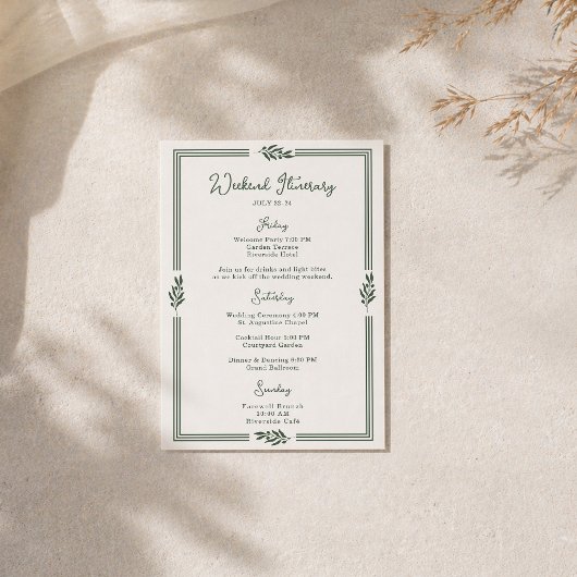 Olive Branch Garden Wedding Itinerary Card 招待状