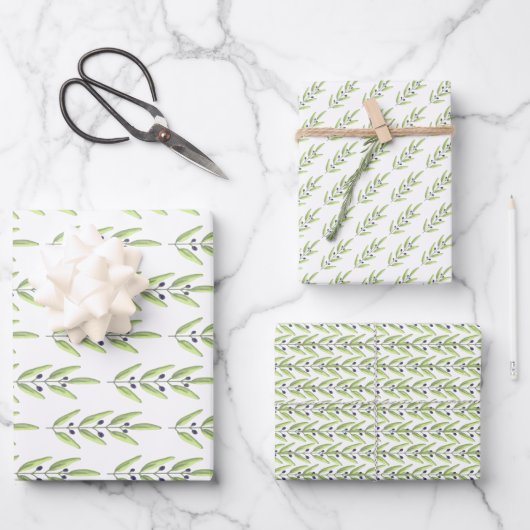 Olive Branch Gift Wrap ラッピングペーパーシート (正面)