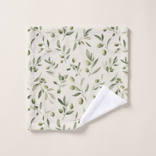 Olive Branch Mediterranean Pattern  バスタオルセット (ウォッシュタオル)