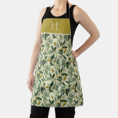 Olive Branch Monogram Initial All-Over Print Apron エプロン (インサイチュ)