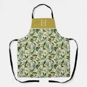 Olive Branch Monogram Initial All-Over Print Apron エプロン (正面)