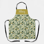 Olive Branch Monogram Name All-Over Print Apron エプロン (正面)