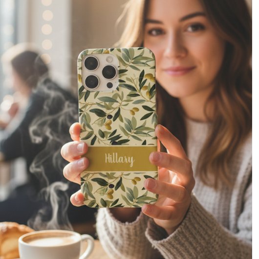 Olive Branch Monogram Name Case-Mate iPhoneケース