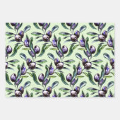 Olive Branch Watercolor Pattern ラッピングペーパーシート (正面3)