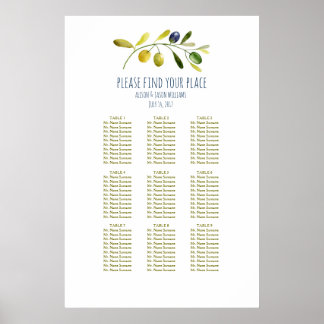 Olive branch wedding dinner seating chart ポスター