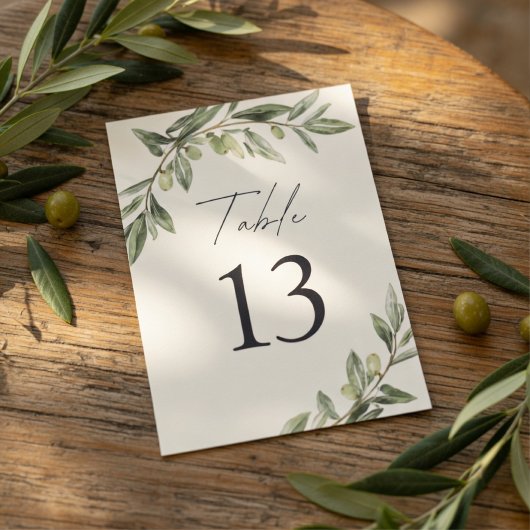 Olive Branch Wedding | Elegant Greenery Botanical テーブルナンバー
