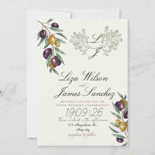 Olive Branch wedding for Family and Friends 招待状 (正面)