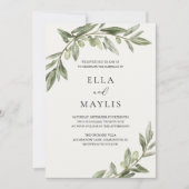 Olive Branch Wedding Invitation | Mediterranean  招待状 (正面)