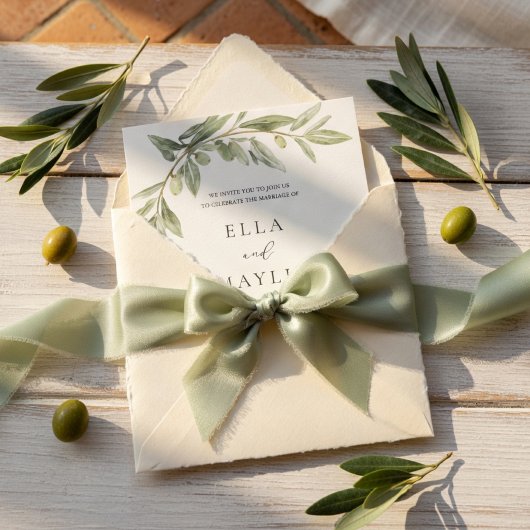 Olive Branch Wedding Invitation | Mediterranean  招待状