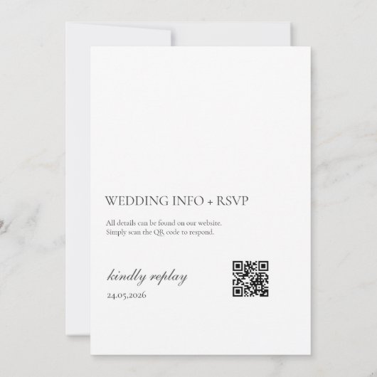 Olive Branch Wedding Invitation with QR Code  招待状 (裏面)