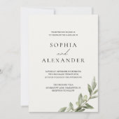 Olive Branch Wedding Invitation with QR Code  招待状 (正面)