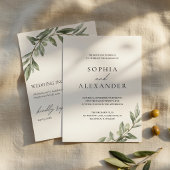 Olive Branch Wedding Invitation with QR Code  招待状