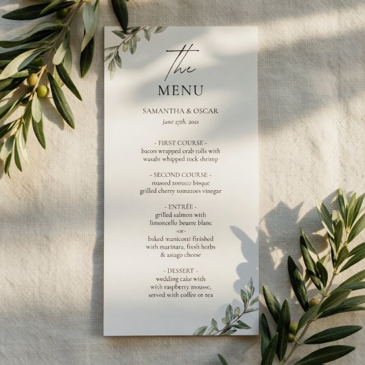 Olive Branch Wedding Menu | Elegant Greenery メニュー