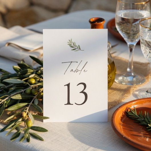 Olive Branch Wedding | Minimal Elegant テーブルナンバー
