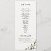Olive Branch Wedding Program | Elegant Greenery  メニュー (裏面)