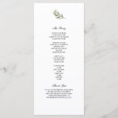 Olive Branch Wedding Program | Minimal  メニュー (裏面)