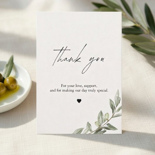 Olive Branch Wedding Thank You Card | Elegant サンキューカード