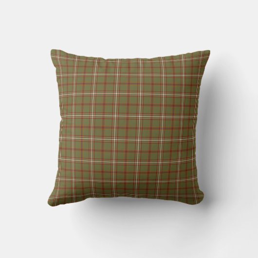 Olive Burgundy White Plaid Classic Throw Pillow クッション (裏面)
