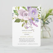 Olive | Chic Lavender Floral Wedding Bridal Shower 招待状 (スタンド正面)