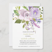 Olive | Chic Lavender Floral Wedding Bridal Shower 招待状 (正面)