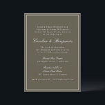 Olive Classic Border Script Elegant Wedding RSVP 招待状<br><div class="desc">This classic wedding invitation features a rich olive green background with refined serif typography and an elegant border. The earthy green tone adds depth and warmth while maintaining a timeless, formal layout. Perfect for fall weddings, garden ceremonies, or evening celebrations with a polished aesthetic. Designed for couples who love traditional...</div>