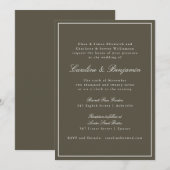 Olive Classic Border Script Elegant Wedding RSVP 招待状 (正面/裏面)