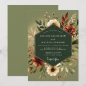 Olive Earthy Autumnal Wedding 招待状 (正面/裏面)