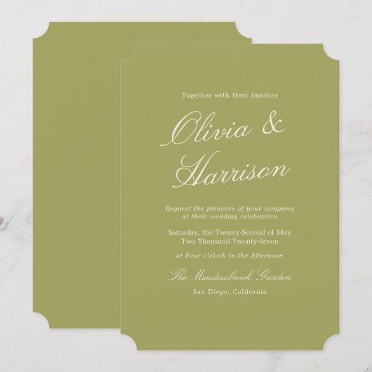 Olive Estate Calligraphy Wedding Invitation 招待状 (正面/裏面)