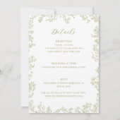Olive Floral Line Art Border All-in-one Wedding 招待状 (裏面)