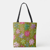 Olive Floral Tote Bag – Pink & Purple Botanical トートバッグ (裏面)