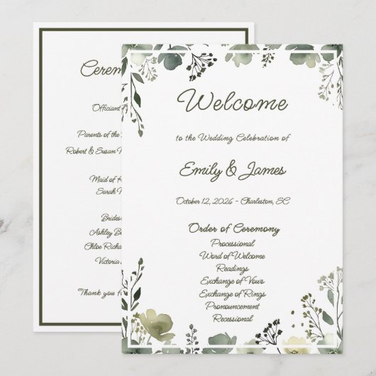 Olive Floral Wedding プログラム (正面/裏面)