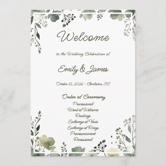 Olive Floral Wedding プログラム (正面)