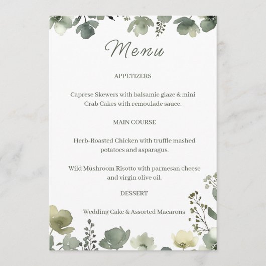 Olive Floral Wedding メニュー (正面)