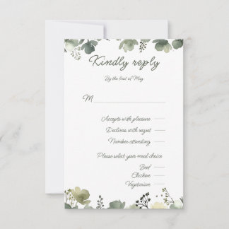 Olive Floral Wedding 出欠カード