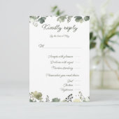 Olive Floral Wedding 出欠カード (スタンド正面)