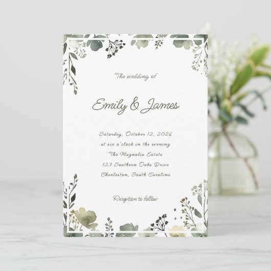 Olive Floral Wedding 招待状 (スタンド正面)