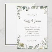 Olive Floral Wedding 招待状 (正面/裏面)