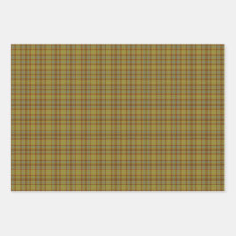 Olive Gray Brown Orange Plaid Tartan Rustic ラッピングペーパーシート