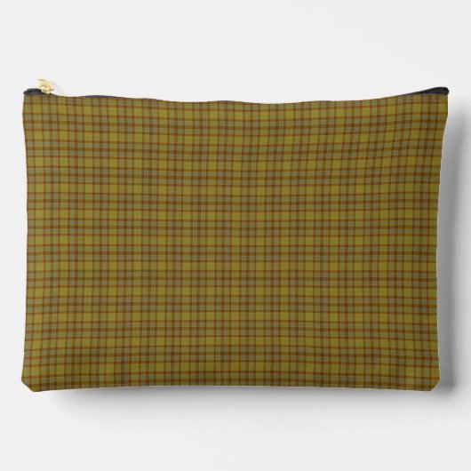 Olive Gray Plaid Tartan Pattern アクセサリーポーチ (正面)