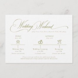 Olive Gree Monogram Wedding Details Enclosure Card エンクロージャーカード